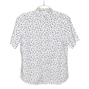 Old Navy Casual Button Down  Men’s White Blue Scuba Diver/Whale/Octopus Shirt